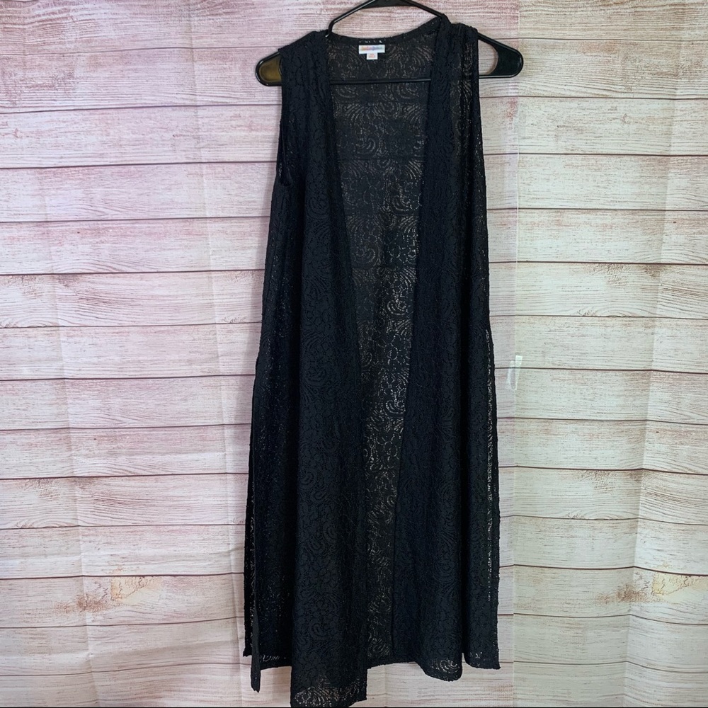 LuLaRoe Beautiful Black Lace Cardigan Duster XS‎